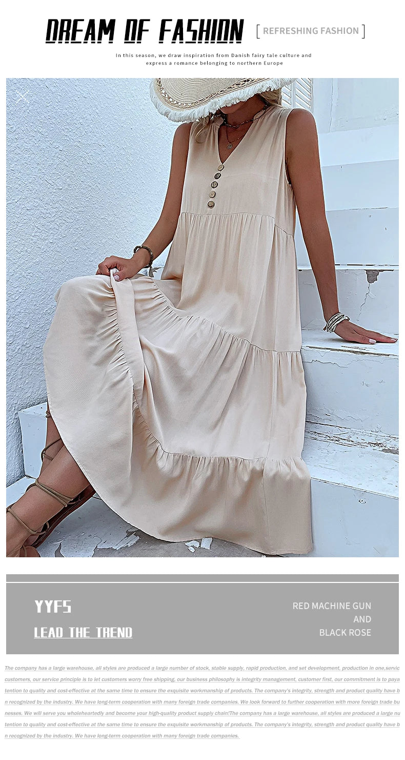 Women Dresses: Casual Summer Midi Dress - Salman Store