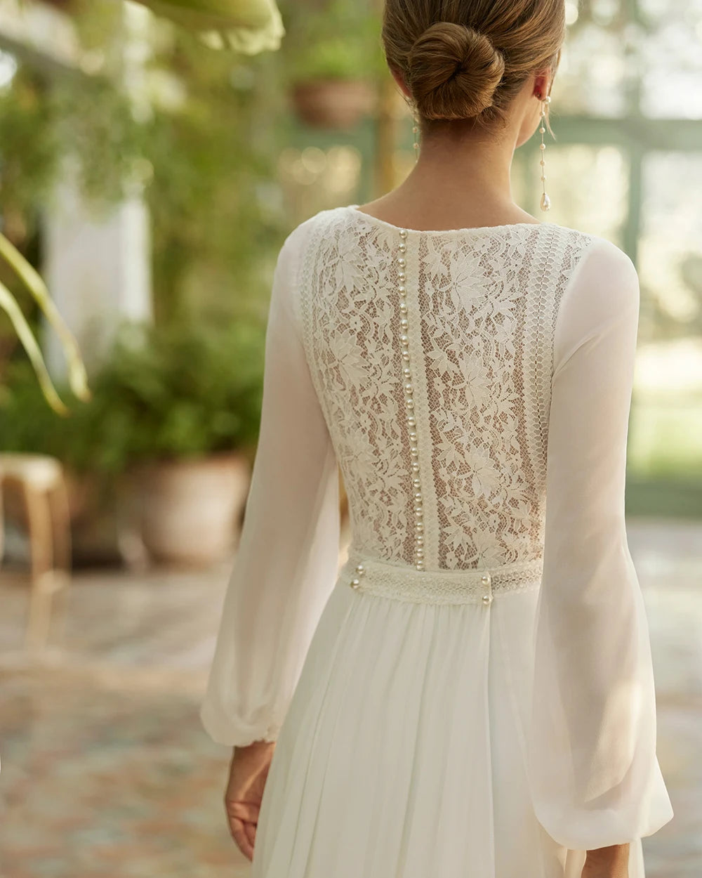 Customized Boho Beach Wedding Dress 2024 - Lace Long Sleeve Bridal Gown - JStorehub 