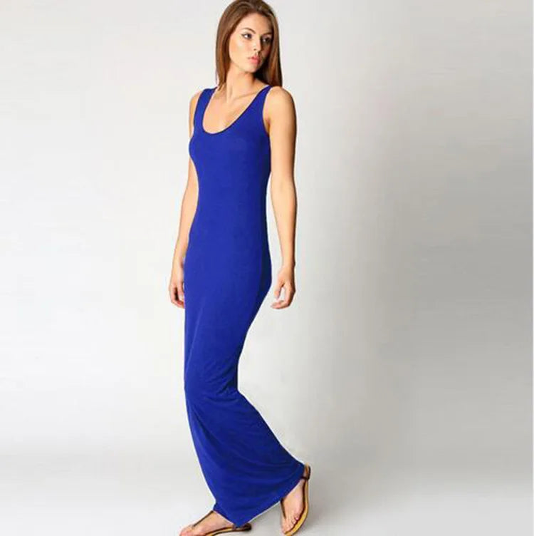 Elegant Women's Maxi Dress - Sleeveless Bodycon for Spring/Summer