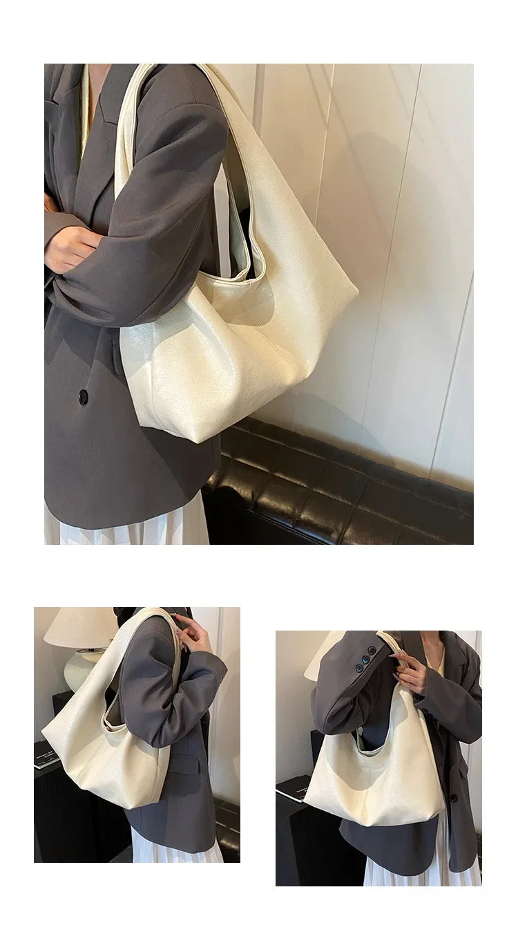 Big Black Shoulder Bag for Women - Large Hobo Soft Leather Crossbody Tote Bag