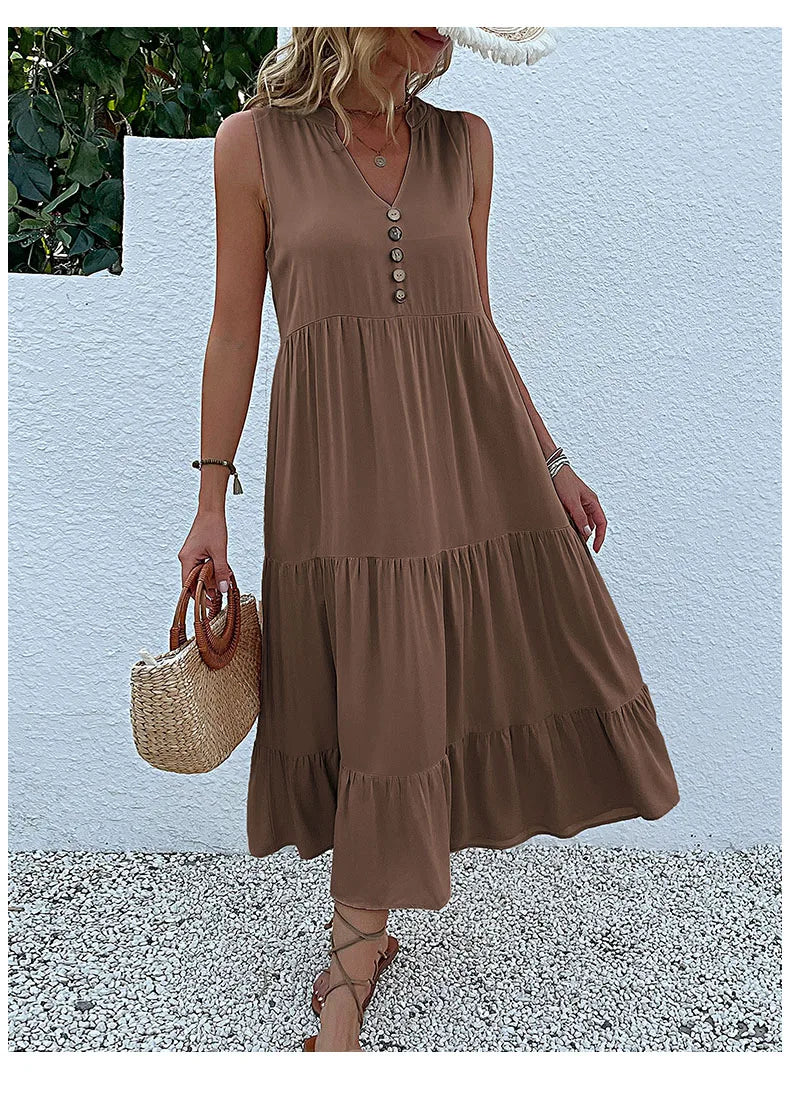 Women Dresses: Casual Summer Midi Dress - Salman Store