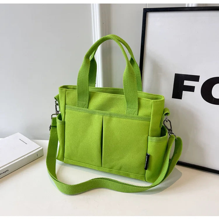 Women's Bag Multiple Pockets Shoulder Bag Large Capacity Canvas - SalmanStore 