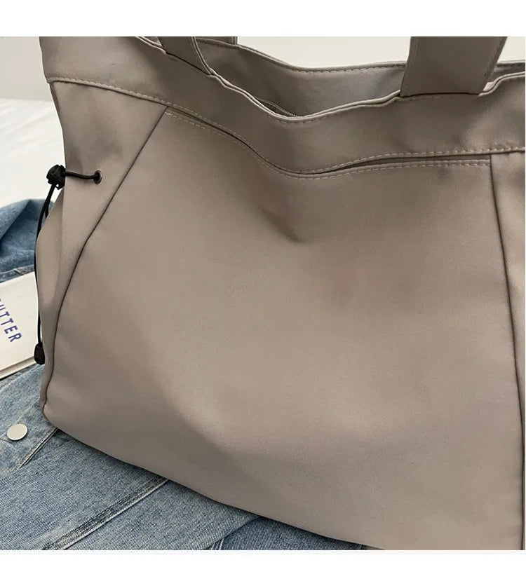 Casual Large Capacity Tote Bag for Women - Simple Aesthetic Drawstring Shoulder Bag - JStorehub 