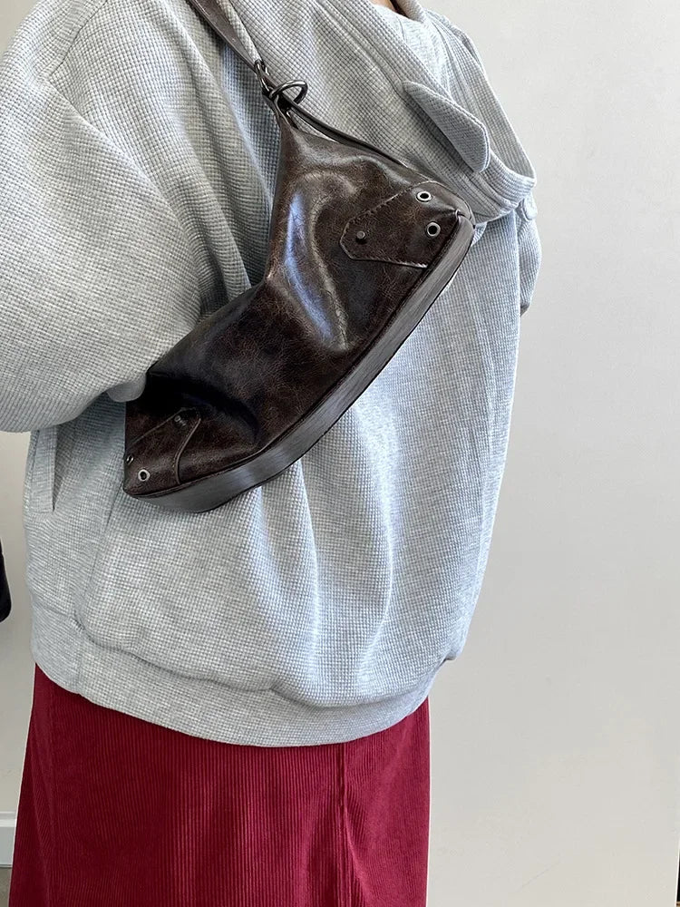 PU Leather Retro Underarm Bag for Women - Y2K Vintage Small Crossbody Handbag - JStorehub 