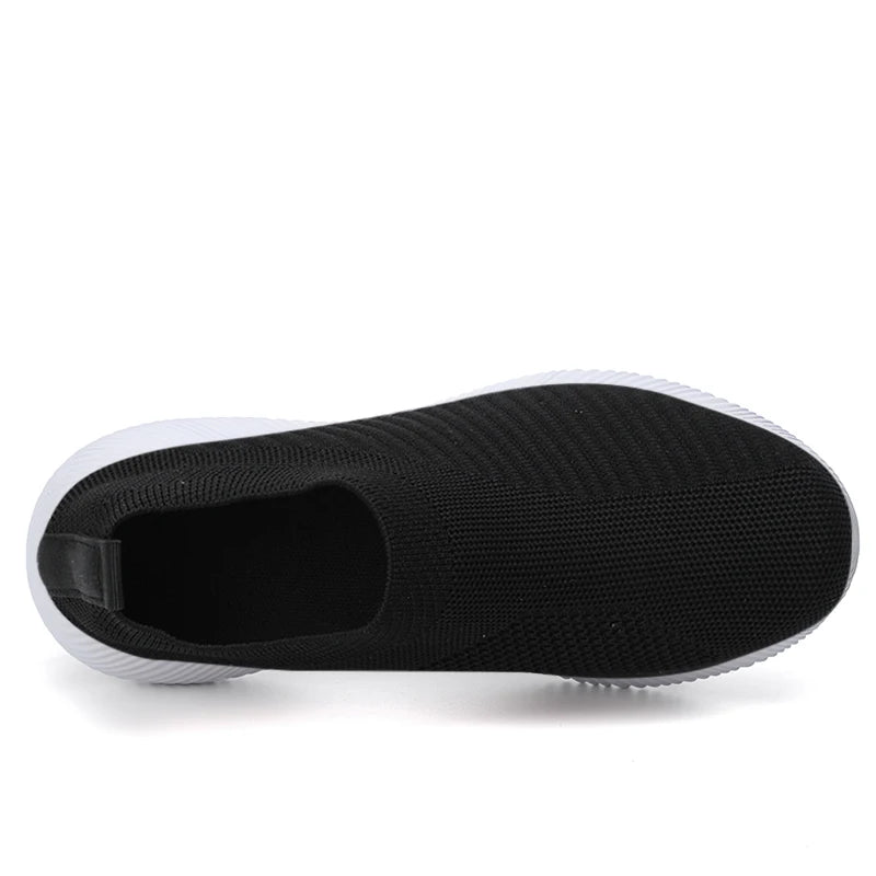 Women's Pink Mesh Sneakers - Breathable Flying Woven Slip-On Walking Shoes - JStorehub 