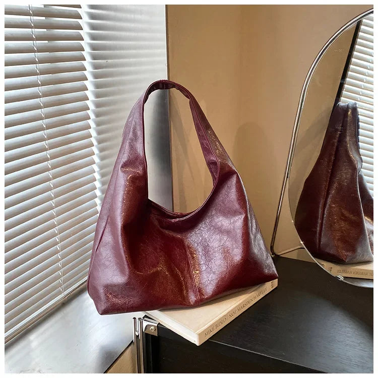 Large Capacity PU Leather Hobo Underarm Bag - 2026 Y2K Trend Shoulder Tote for Women - JStorehub 