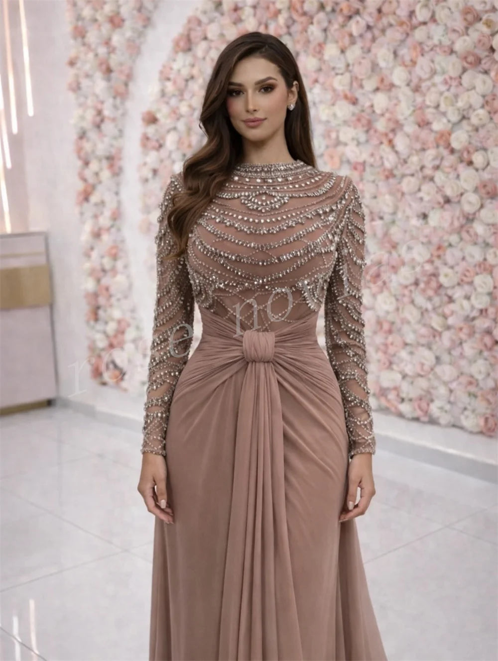 Customized Luxury Rhinestone Trumpet Long Evening Gown - Formal Party Dress - JStorehub 