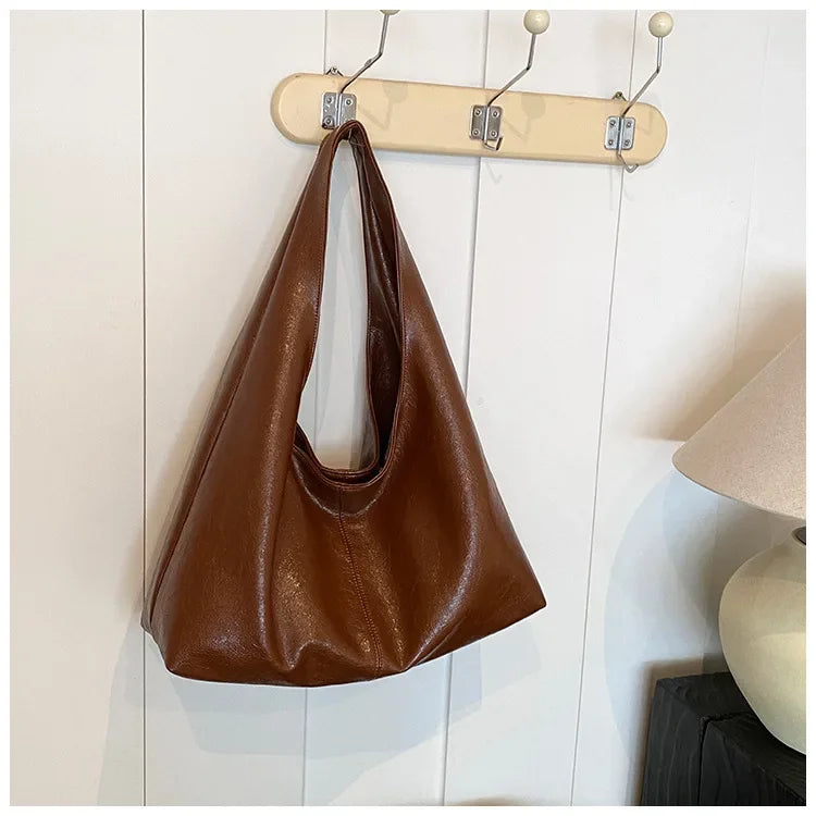 Large Capacity PU Leather Hobo Underarm Bag - 2026 Y2K Trend Shoulder Tote for Women - JStorehub 