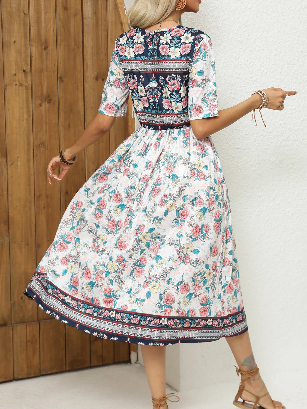 Women Dresses: Elegant Bohemian Print Dress - Salman Store