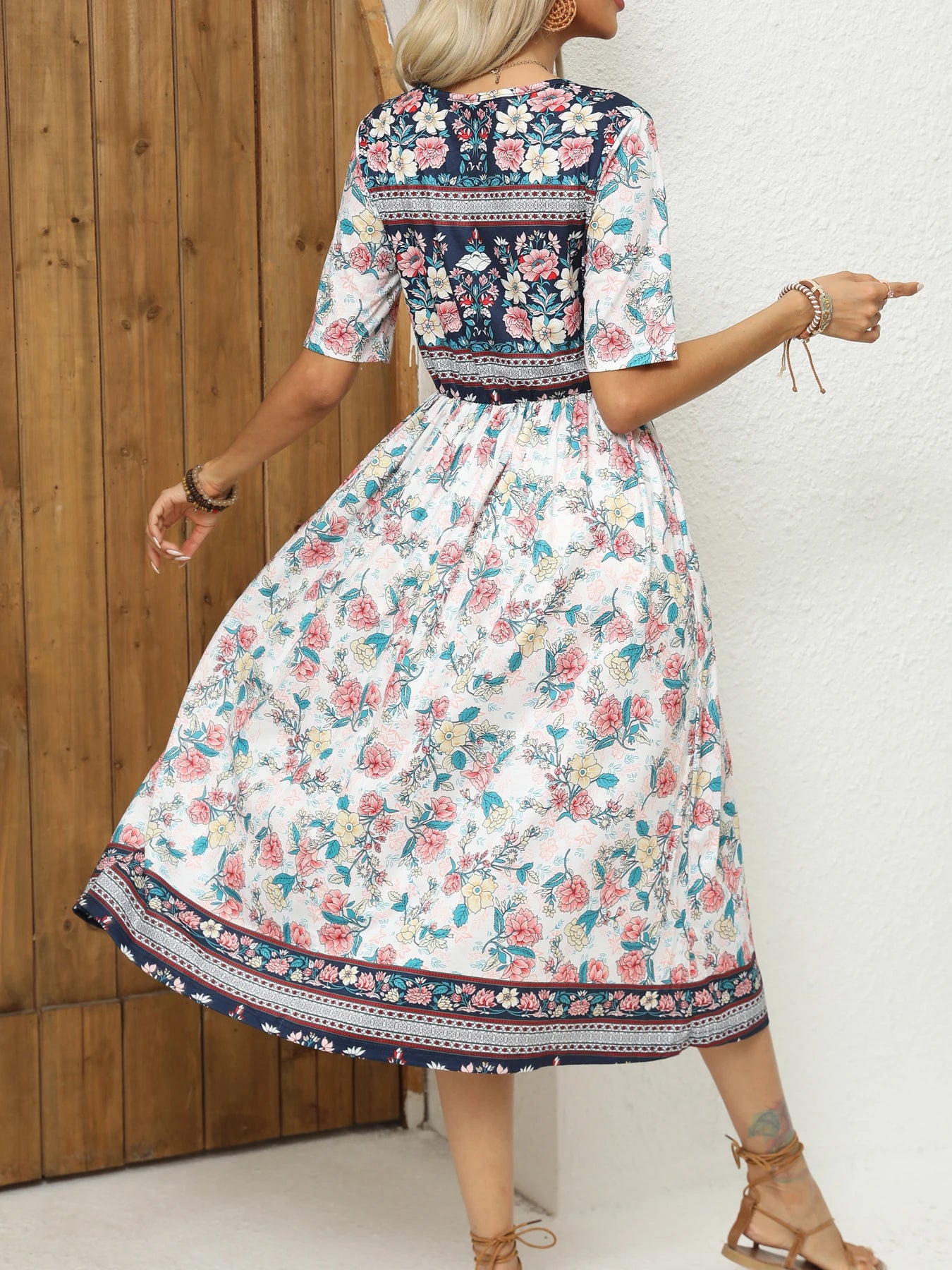 Women Dresses: Elegant Bohemian Print Dress - Salman Store