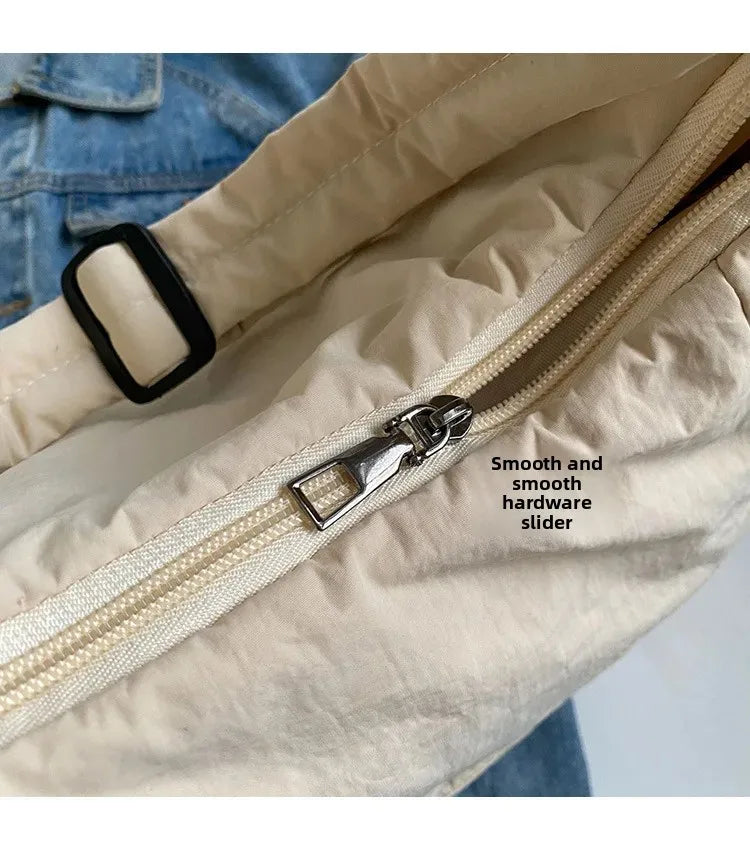 Trendy Women's Soft Cloth Shoulder Bag - Solid Color Y2K Casual Big Crossbody Bag 2026 - JStorehub 