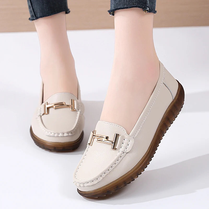 Genuine Leather Handmade Moccasins Flats for Women - Summer Comfort Shoes