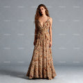 Chiffon Floral Boho Evening Gown - Summer Formal Dress for Pregnant Women - SalmanStore 
