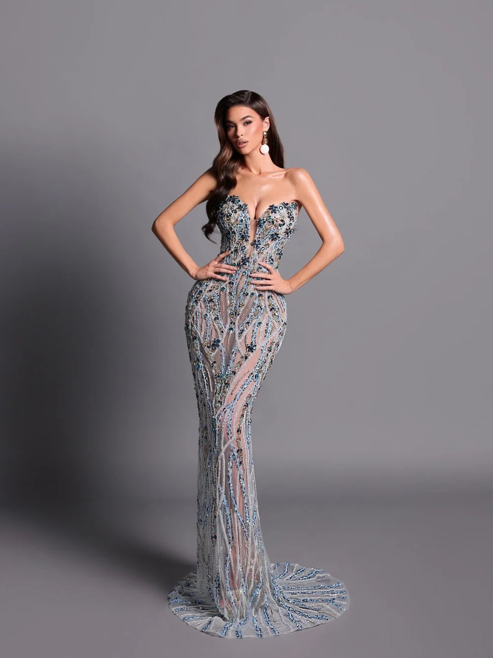 Strapless Crystal Beaded A-Line Evening Dress - Formal Party Gown 2026 - SalmanStore 