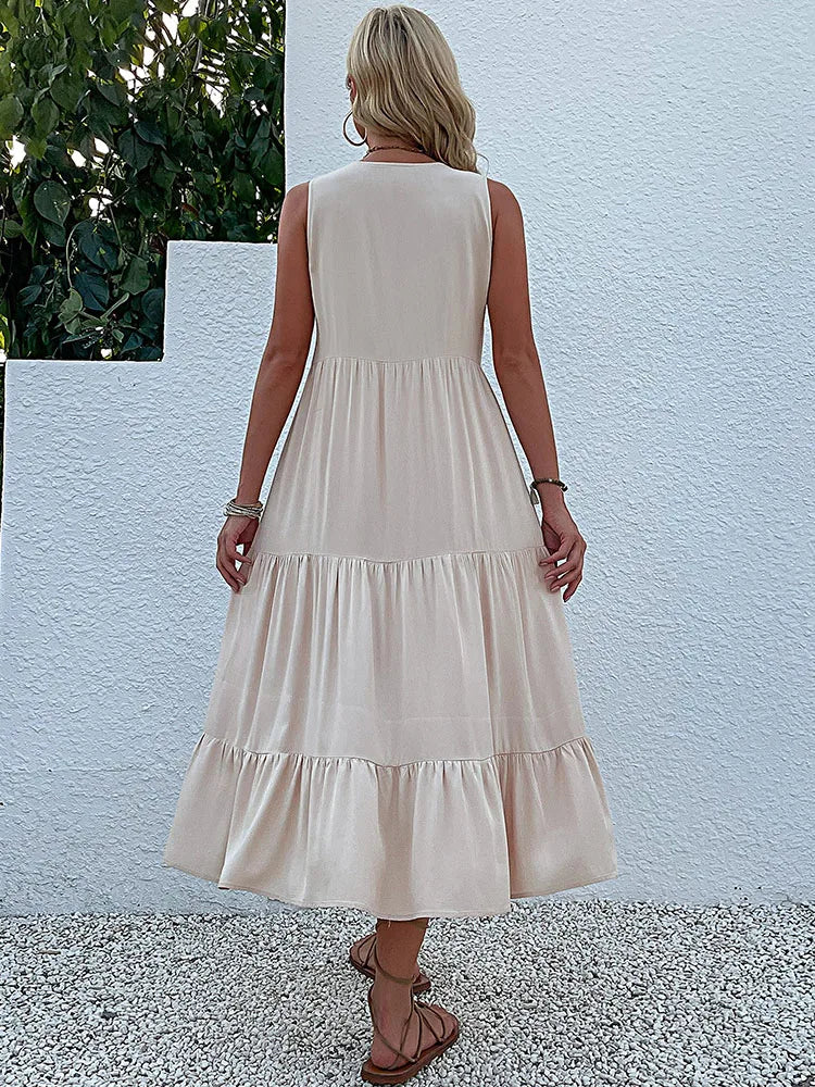 Women Dresses: Casual Summer Midi Dress - Salman Store