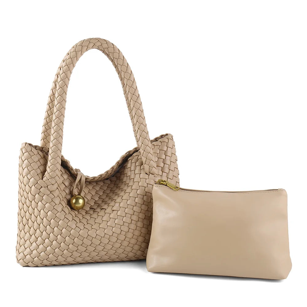 Woven Bag Women PU Leather Single Shoulder Bag - SalmanStore 