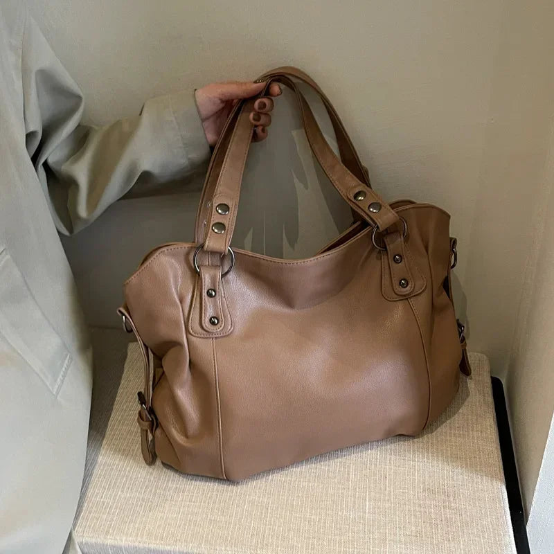 Soft Interior Shoulder Bag 2026 - High Quality Contrasting Color PU Handbag for Wome