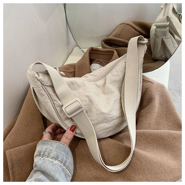 Casual Nylon Hobo Crossbody Bag for Women - Large Capacity Designer Shoulder
