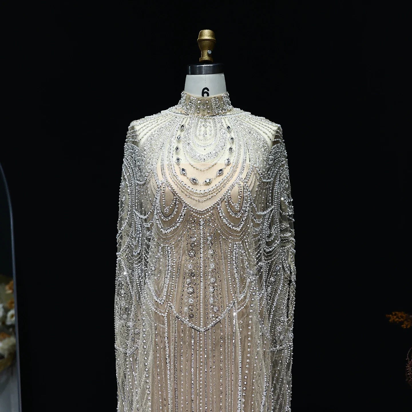 Customized Luxury Nude Caftan Prom Evening Dress - Elegant Party Gown - JStorehub 