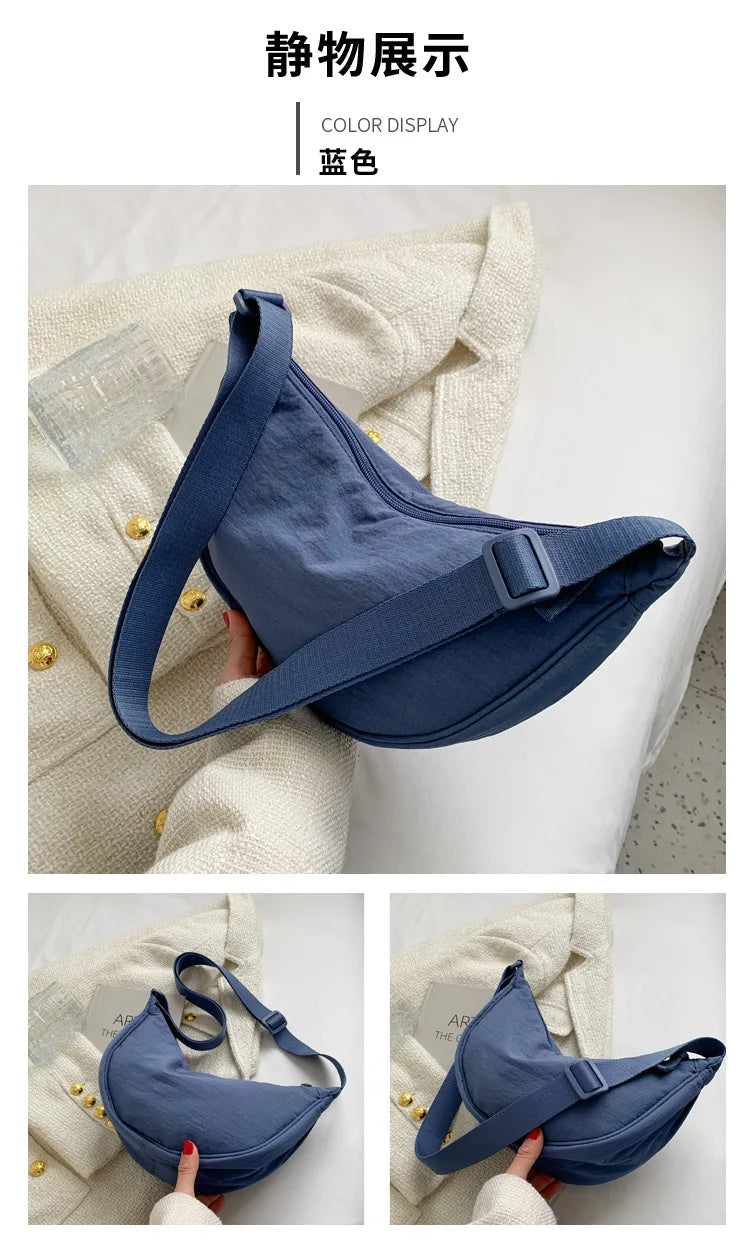 Casual Nylon Hobo Crossbody Bag for Women - Large Capacity Designer Shoulder