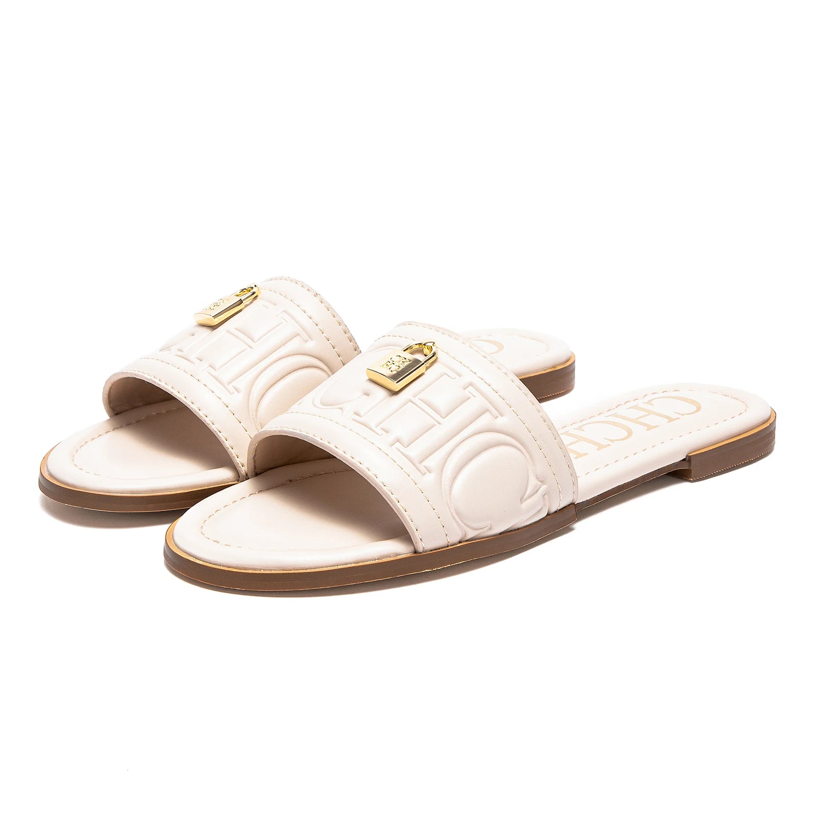 Women's Solid Color Embossed Flat Sandals - Simple Fashion Summer Slippers - JStorehub 