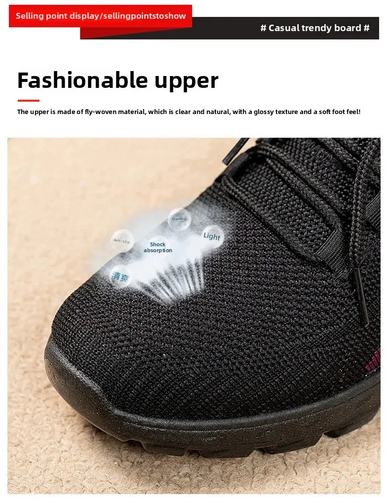 Black Beijing Cloth Casual Work Shoes for Women - Comfortable Slip-On Flats