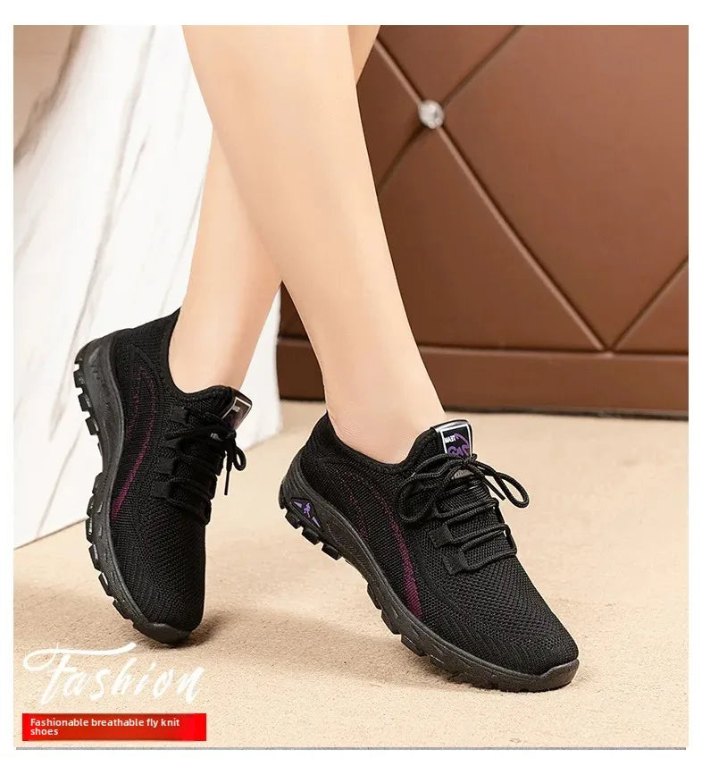 Black Beijing Cloth Casual Work Shoes for Women - Comfortable Slip-On Flats