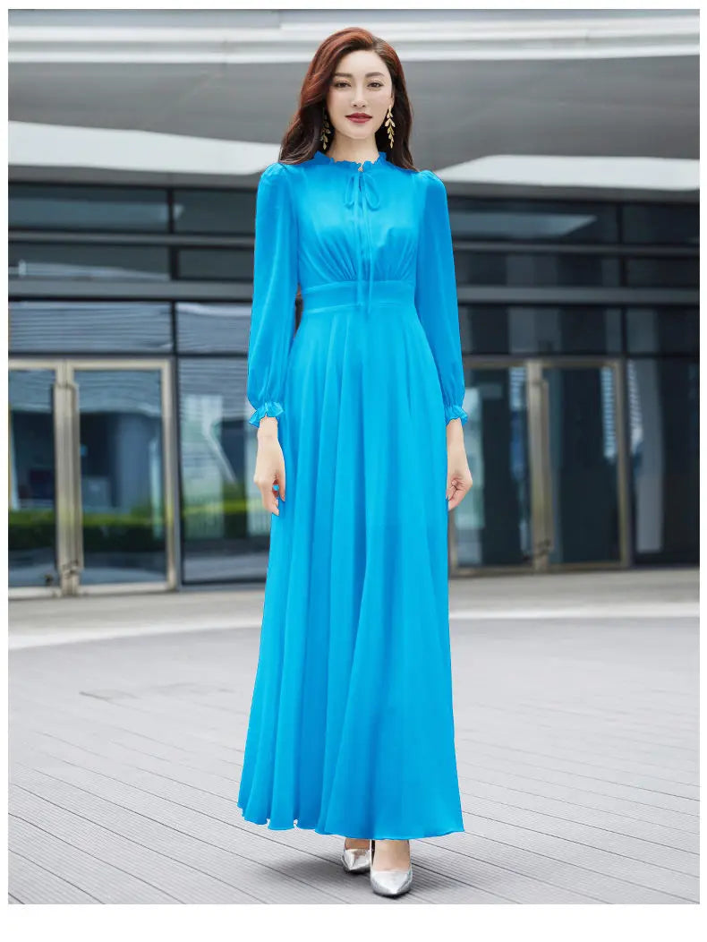 2026 Bohemian Beach Long Chiffon Dress - Elegant Long Sleeve 4XL - JStorehub 