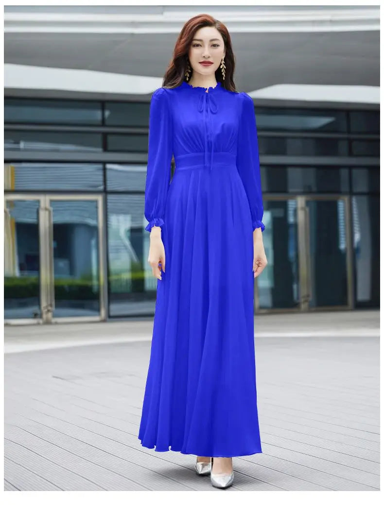 2026 Bohemian Beach Long Chiffon Dress - Elegant Long Sleeve 4XL - JStorehub 
