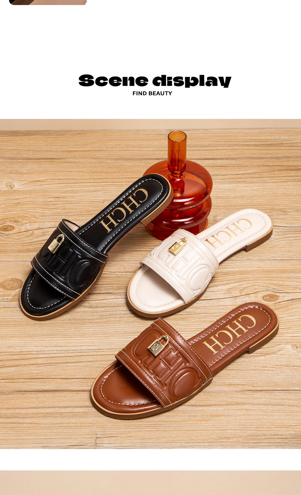 Women's Solid Color Embossed Flat Sandals - Simple Fashion Summer Slippers - JStorehub 