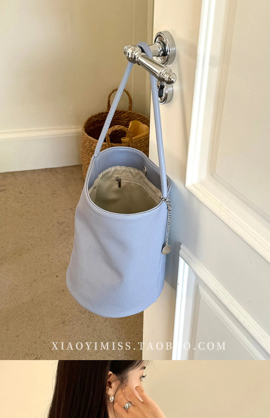 2026 Lychee Pattern Soft Leather Bucket Bag for Women - Casual Underarm Handbag - JStorehub 