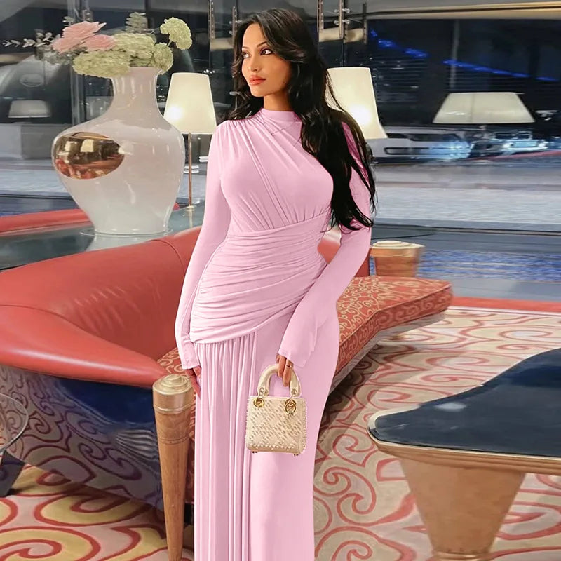 Elegant Women Dresses: Irregular Pleated Maxi Dress | Salman Store