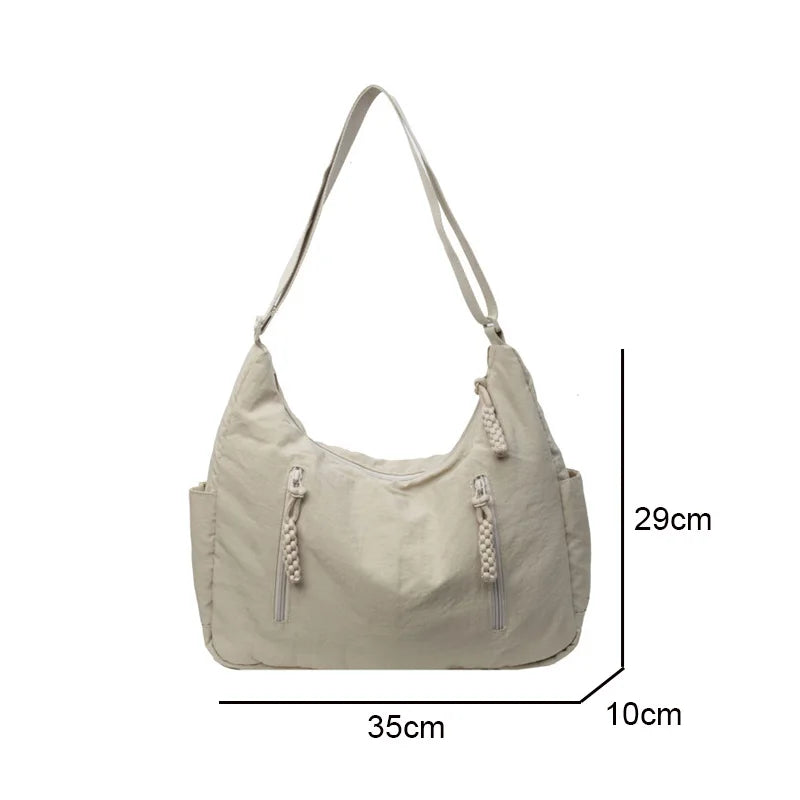 Trendy Women's Soft Cloth Shoulder Bag - Solid Color Y2K Casual Big Crossbody Bag 2026