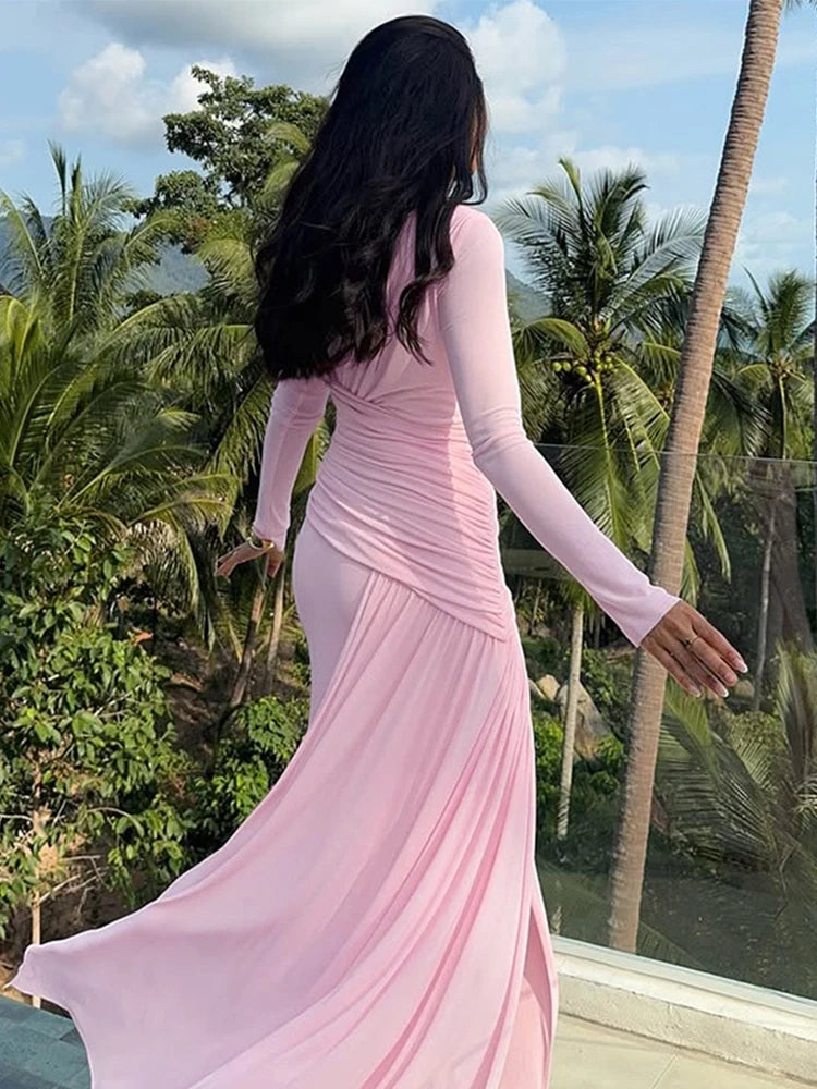 Elegant Women Dresses: Irregular Pleated Maxi Dress | Salman Store