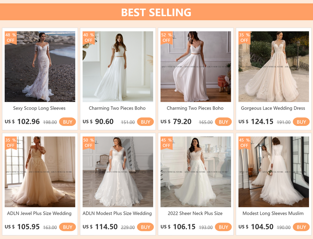 Gorgeous A-Line Plus Size Wedding Dress - Customized Long Sleeve Bridal Gown with Sweep Train - JStorehub 