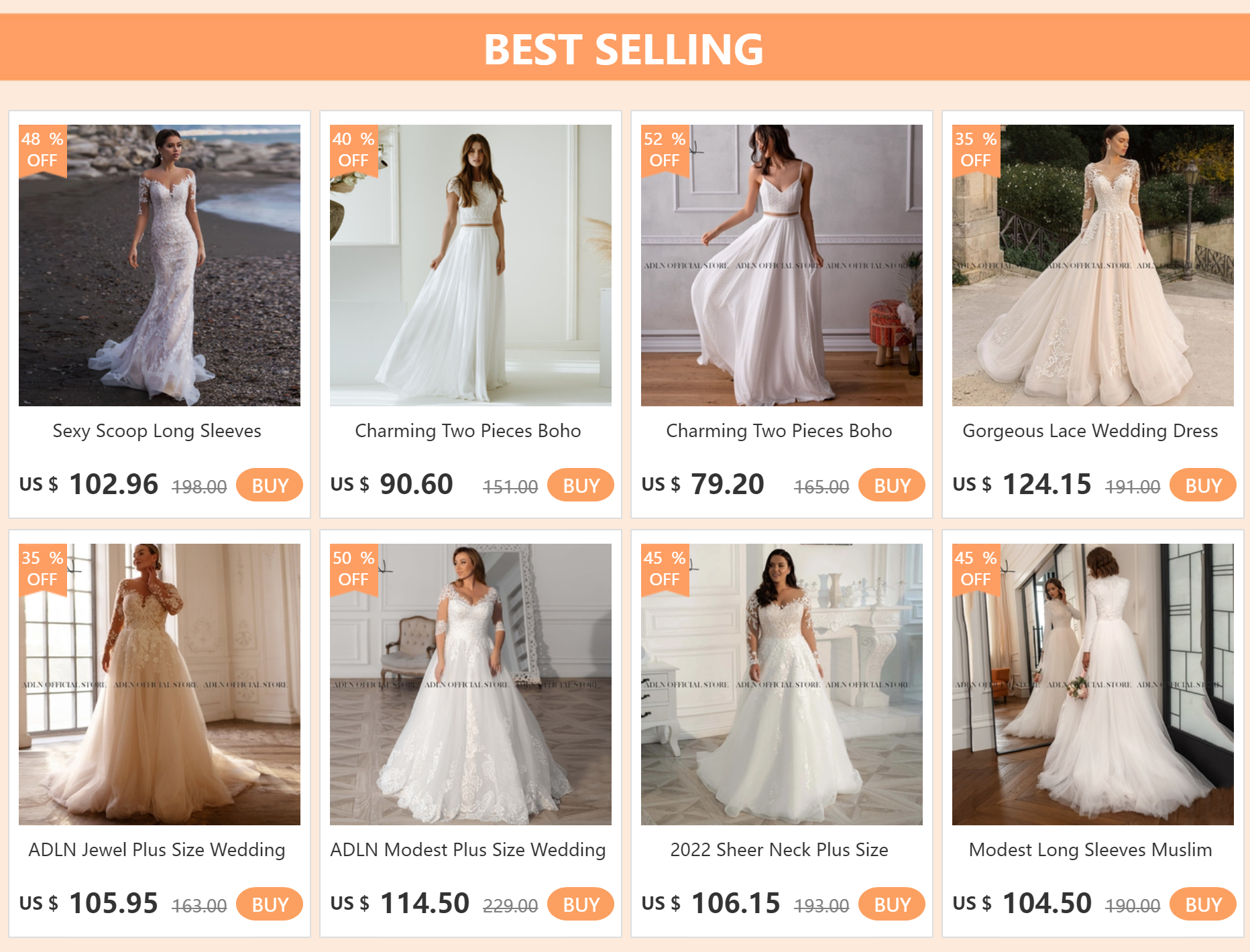 Gorgeous A-Line Plus Size Wedding Dress - Customized Long Sleeve Bridal Gown with Sweep Train - JStorehub 