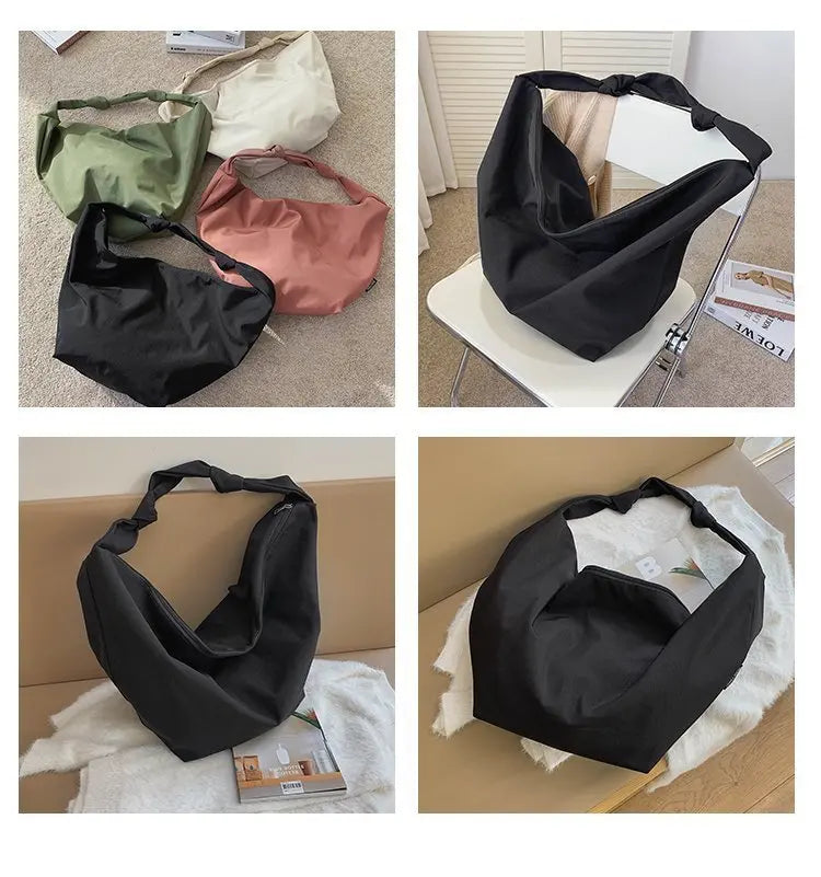 2026 Canvas Tote Bag for Women - Casual Solid Color Shoulder Messenger Bag - JStorehub 