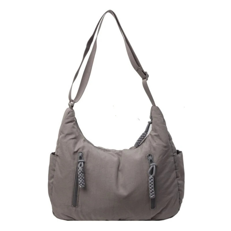 Trendy Women's Soft Cloth Shoulder Bag - Solid Color Y2K Casual Big Crossbody Bag 2026