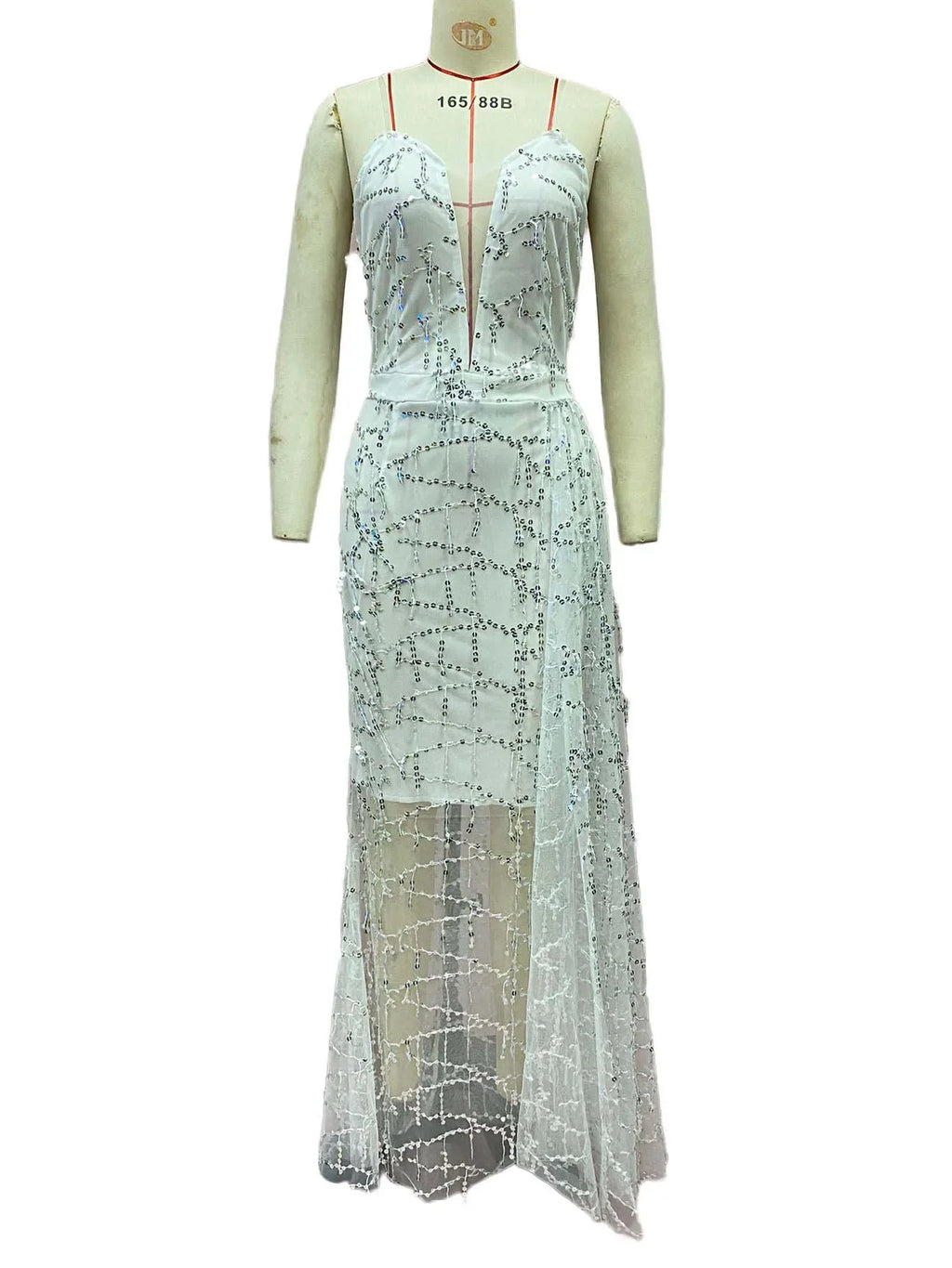 Silver Lace-Up Tank Dress for Women - Sexy V-Neck Sleeveless Summer Dress - JStorehub 
