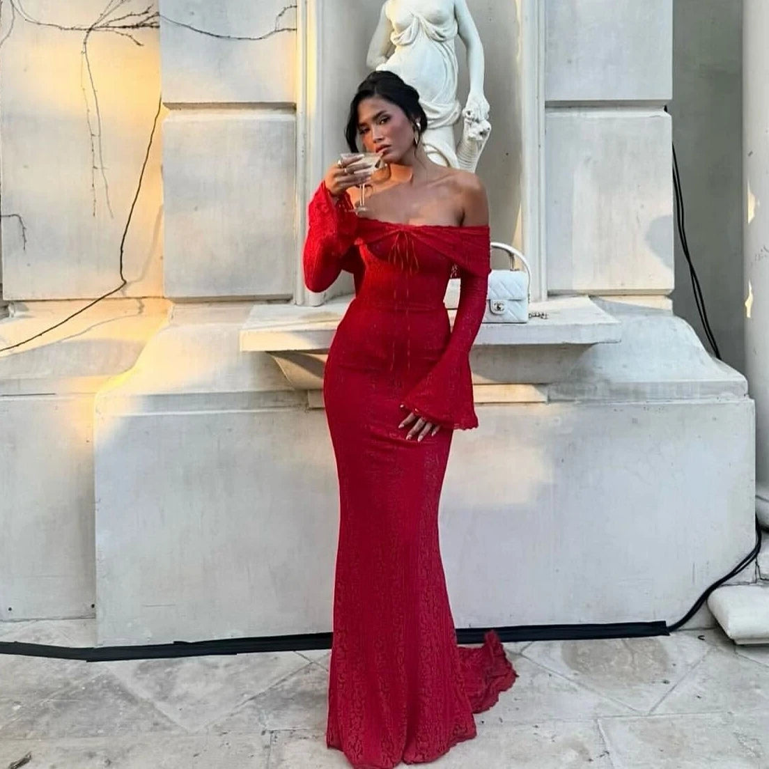 Elegant Off-Shoulder Maxi Dress - Suninheart 2025 Trendsetter