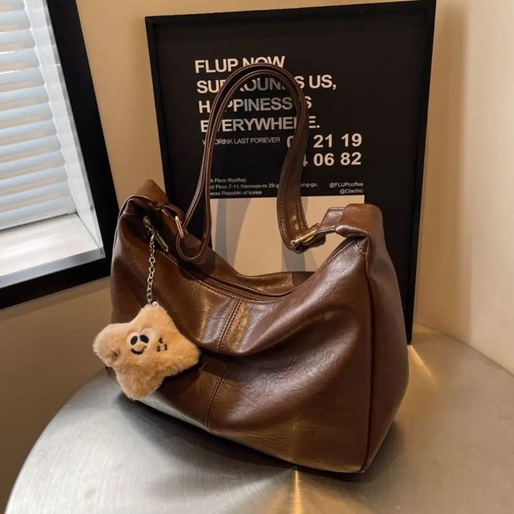 Trendy Slouchy Shoulder Bag for Women - PU Leather Large Capacity Hobo Tote - JStorehub 
