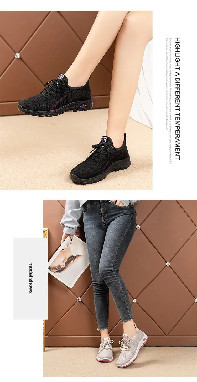 Black Beijing Cloth Casual Work Shoes for Women - Comfortable Slip-On Flats