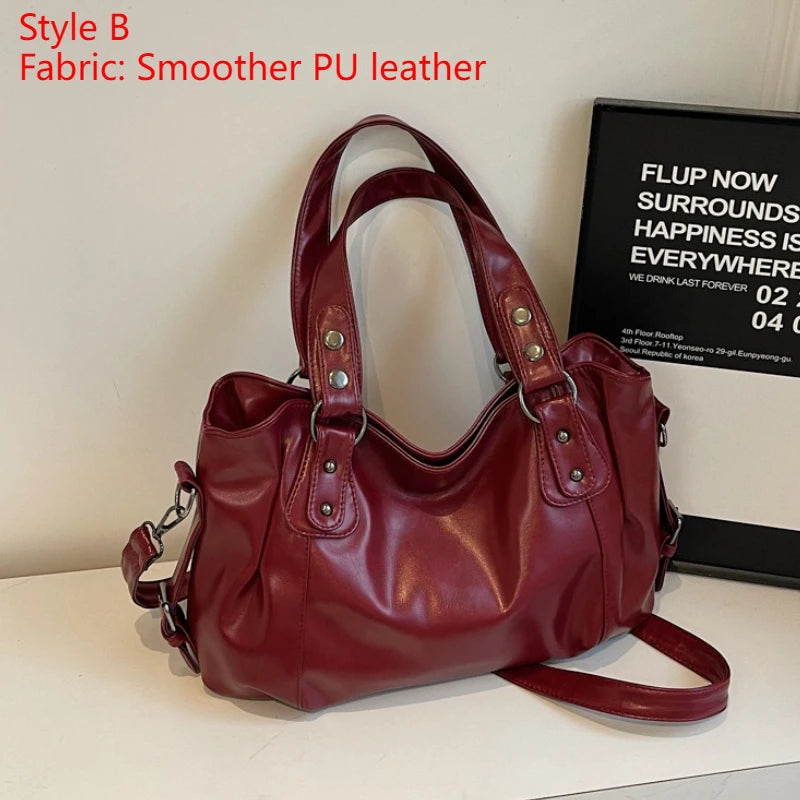 Soft Interior Shoulder Bag 2026 - High Quality Contrasting Color PU Handbag for Wome