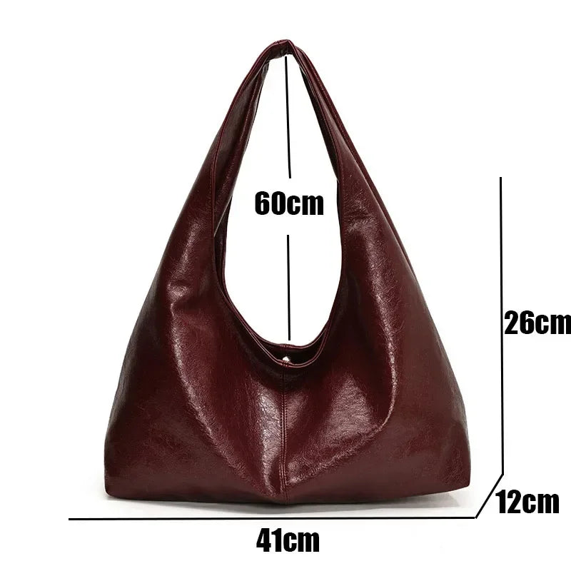 Big Black Shoulder Bag for Women - Large Hobo Soft Leather Crossbody Tote Bag
