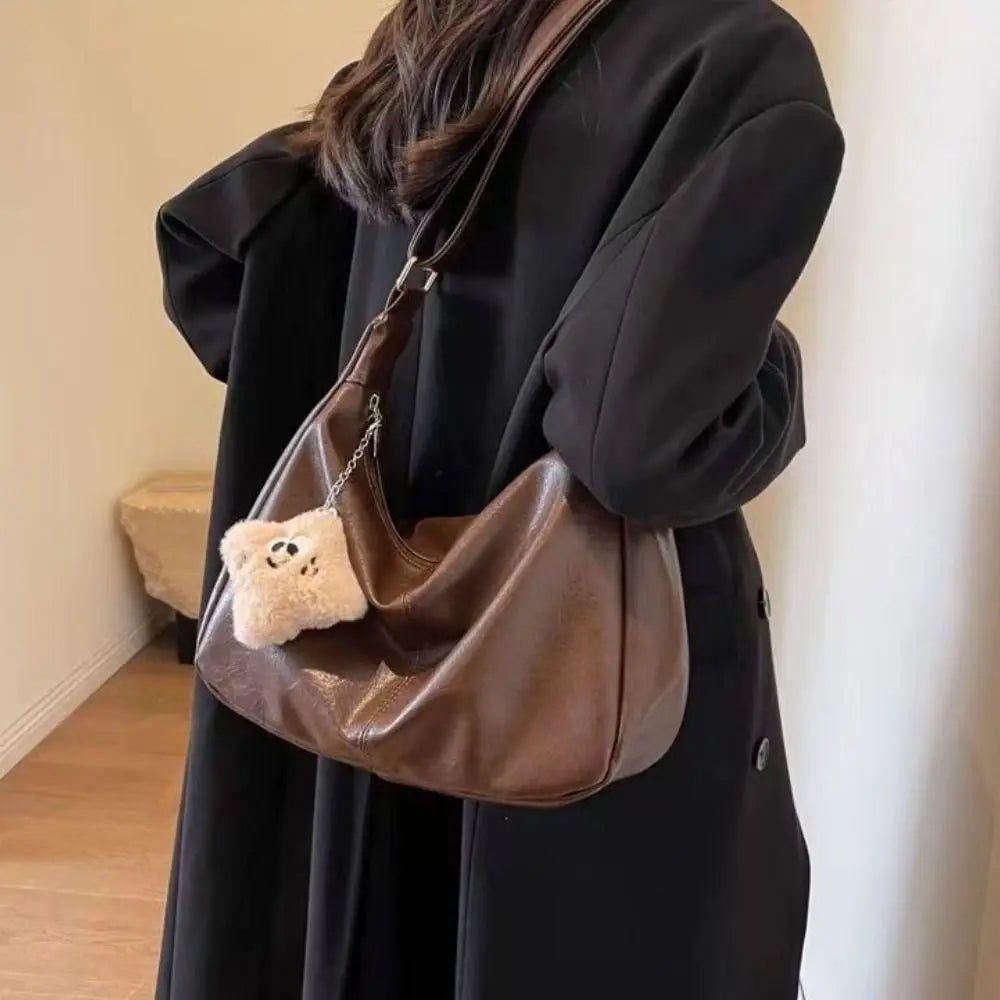 Trendy Slouchy Shoulder Bag for Women - PU Leather Large Capacity Hobo Tote - JStorehub 