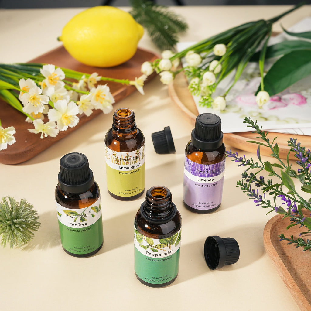 Phatoil 30ml Aromatherapy Essential Oil Set - Lavender Eucalyptus Vanilla Orange - JStorehub 