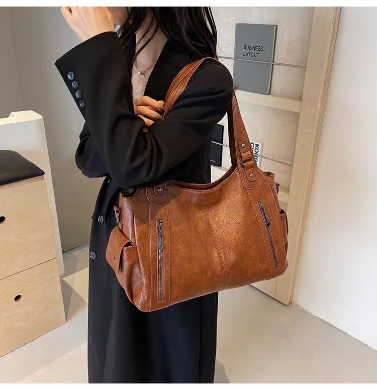 Soft Interior Shoulder Bag 2026 - High Quality Contrasting Color PU Handbag for Wome - JStorehub 