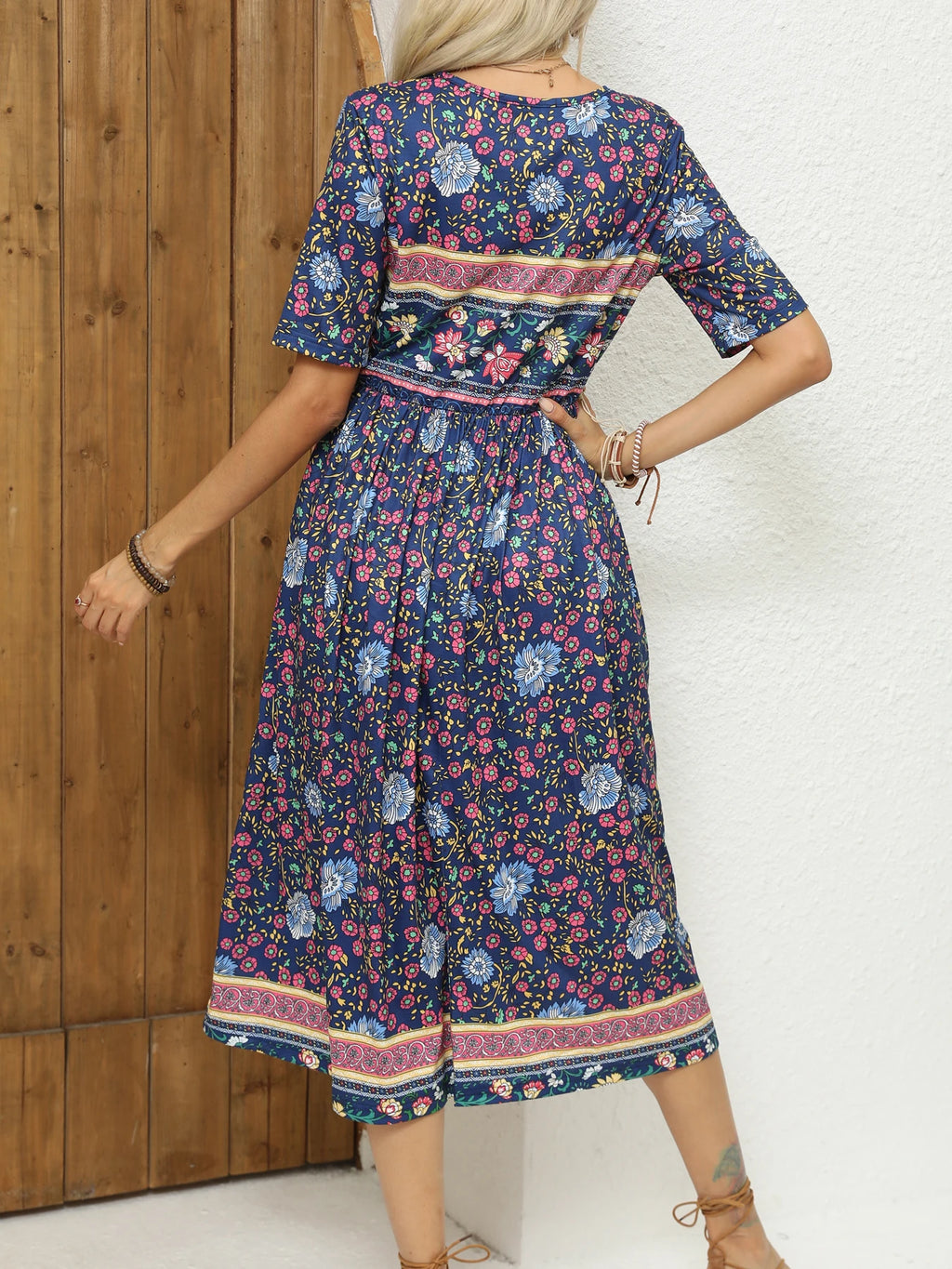 Women Dresses: Elegant Bohemian Print Dress - Salman Store