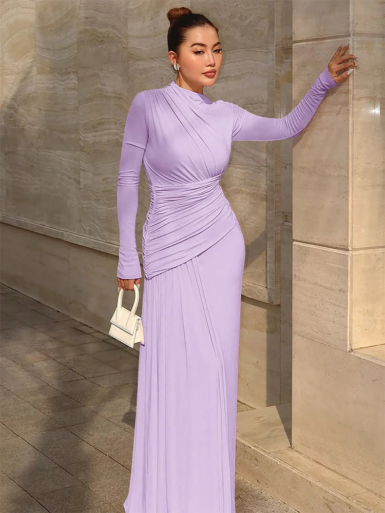 Elegant Women Dresses: Irregular Pleated Maxi Dress | Salman Store