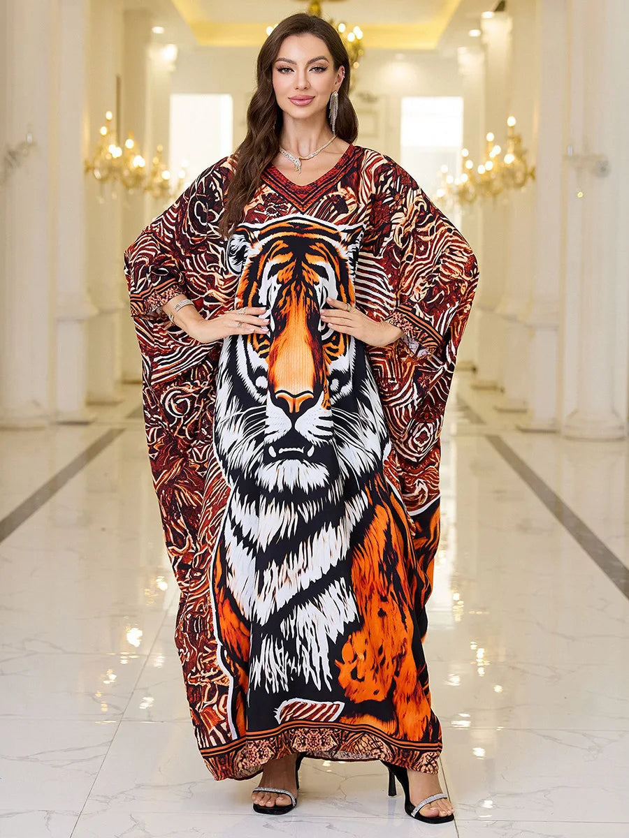Women Embroidered Long Caftans Plus Size Kaftan Dresses Beach Bathing Suit Cover up moomoo Dress Moroccan Robe